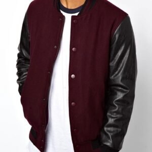 Maroon And Black Varsity Jacket