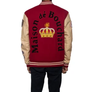 Mdb Brand V2 - Burgundy And Cream Mens Varsity Letterman Jacket