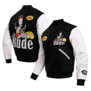 Men's Beavis And Butt-head Rude Black And White Varsity Jacket