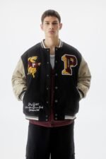 Mens Black Denim Varsity & Letterman Jacket