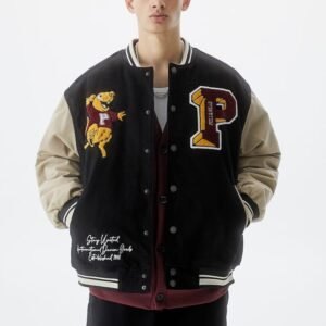 Mens Black Denim Varsity & Letterman Jacket