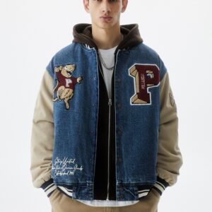 Men's Blue Denim Varsity & Letterman Jacket