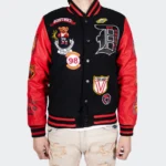 Men's Boxing Teddy Bear Champ Black And Red Varsity Jacket