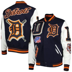 Mens Detroit Tigers Mash Up Logo Varsity Full zip Jacket