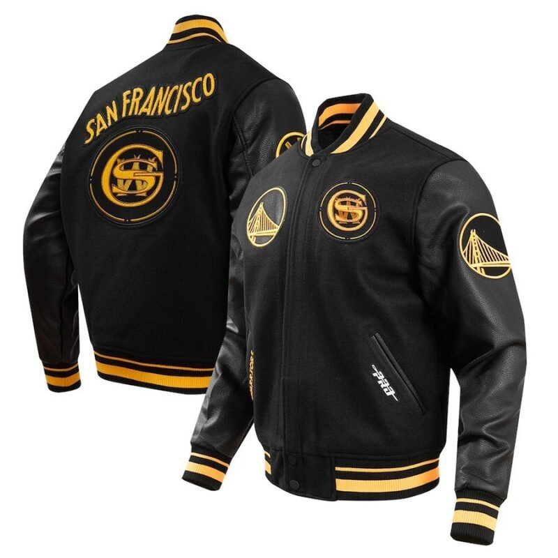 Men's Golden State Warriors Pro Standard Black City Edition Full-zip Varsity Jacket
