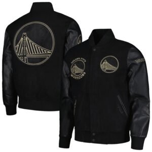 Men's Golden State Warriors Pro Standard Black Gold Stitch Varsity Jacket