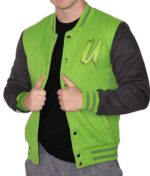 Mens Green And Black Varsity Jacket