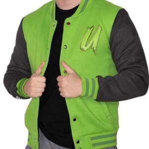 Mens Green And Black Varsity Jacket