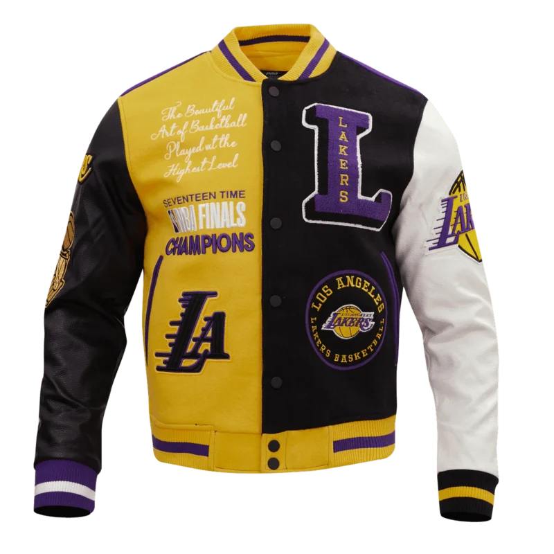 Mens Los Angeles Lakers Color Block Varsity Jacket Mens Los Angeles Lakers Color Block Varsity Jacket