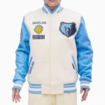 Mens Memphis Grizzlies Retro Classic Rib Wool Varsity Jacket
