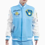 Mens Milwaukee Brewers Retro Classic Rib Wool Varsity Jacket
