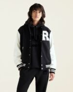 Mens Navy Blue Vintage Varsity Jacket