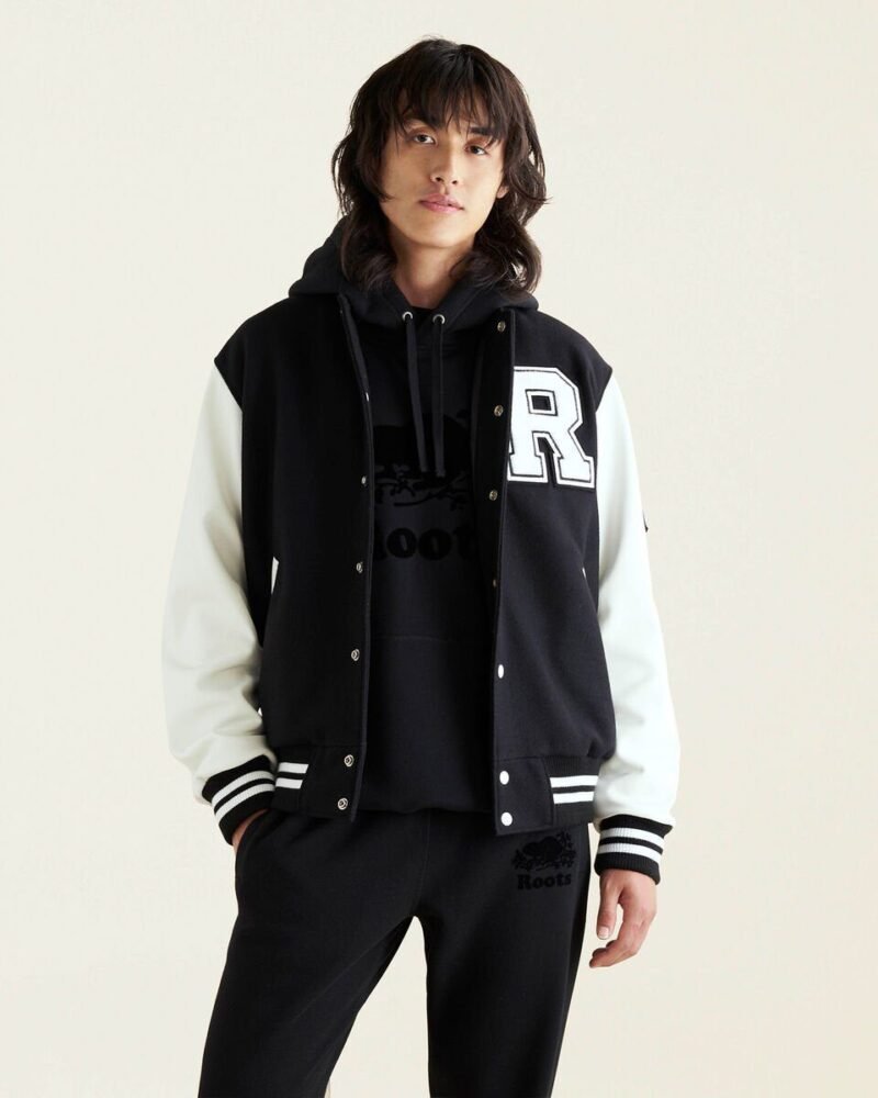 Mens Navy Blue Vintage Varsity Jacket
