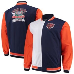 Mens Navy/white Chicago Bears Big & Tall Team History 2.0 Warm-up Jacket