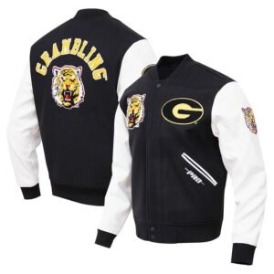 Mens Pro Standard Black Grambling Tigers Classic Wool Varsity Jacket