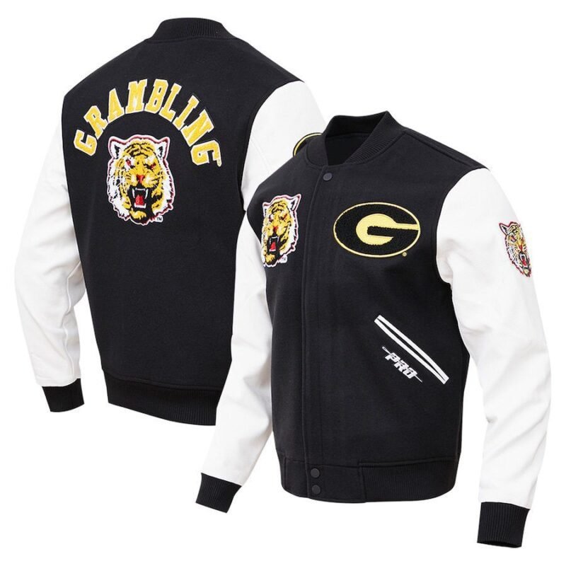 Mens Pro Standard Black Grambling Tigers Classic Wool Varsity Jacket
