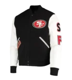 Mens Pro Standard Black/White San Francisco 49ers Logo Full-Zip Varsity Jacket
