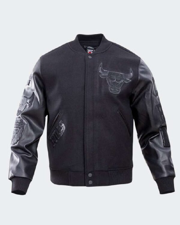 Mens-Pro-Standard-Chicago-Bulls-Triple-Black-Varsity-Jacket-1.jpg Mens Pro Standard Chicago Bulls Triple Varsity Jacket