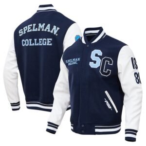 Mens Pro Standard Navy Spelman College Jaguars Classic Wool Varsity Jacket
