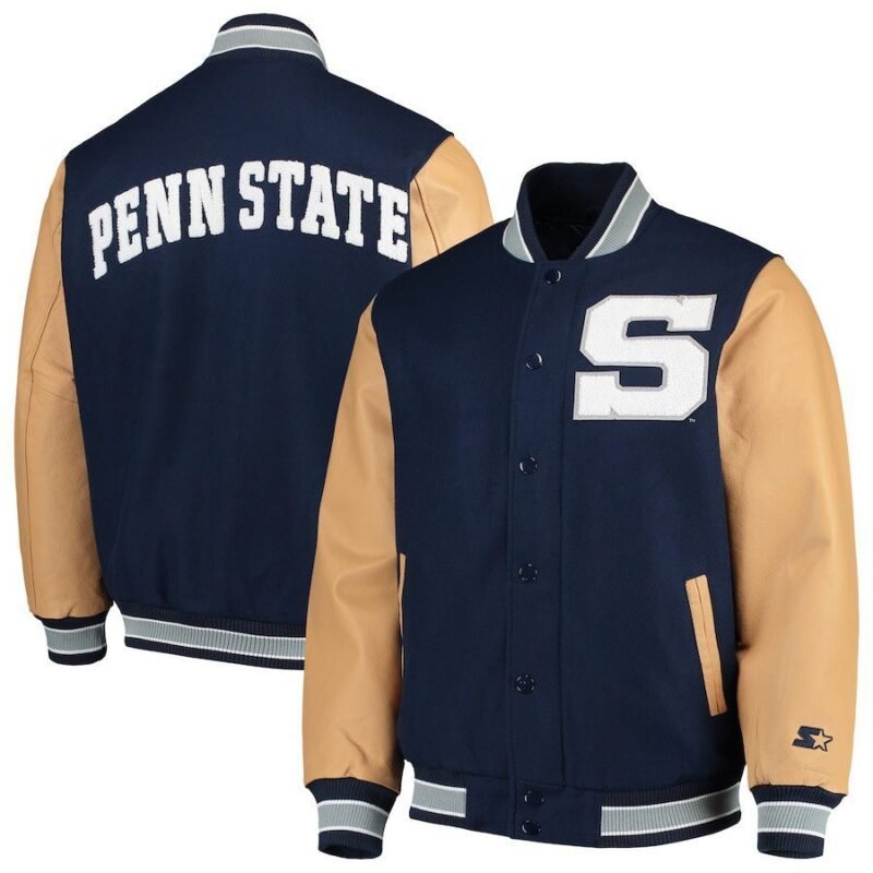 Mens Starter Navy Penn State Nittany Lions Letterman Jacket