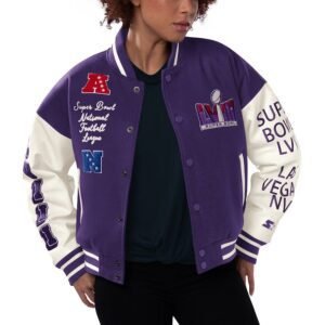 Mens Super Bowl LVIII Starter Purple/White Full-Snap Jacket