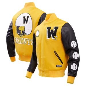 Men's Yellow Peanuts Woodstock Sports Full-zip Varsity Jacket