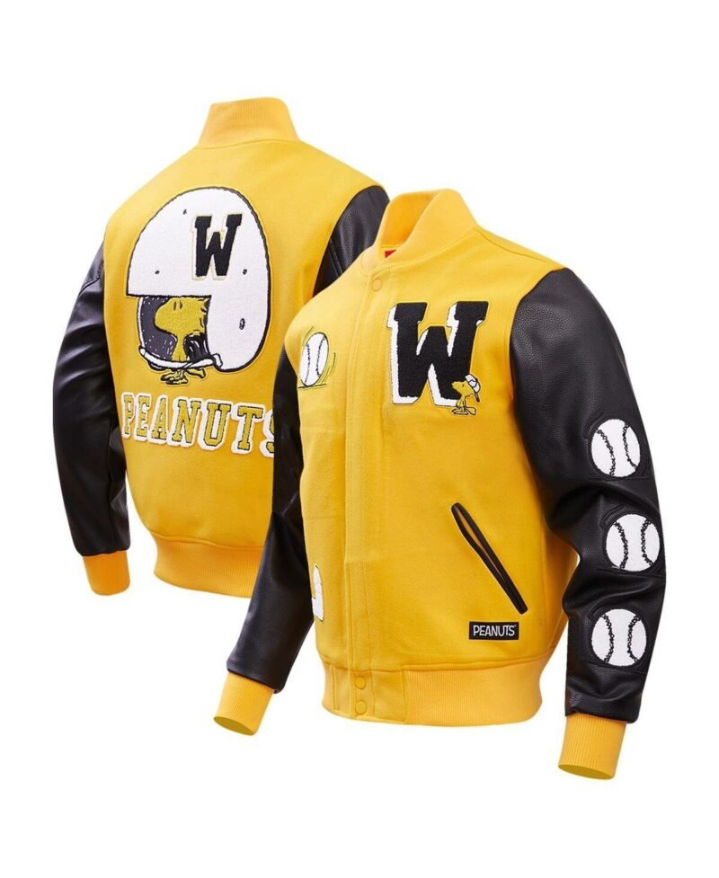 Men's Yellow Peanuts Woodstock Sports Full-zip Varsity Jacket
