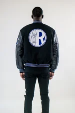 Mens simply Powerful Black And Blue Varsity Jacket