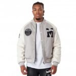 Mercier Silver And White Wool Varsity Jacket