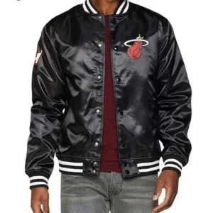 Miami Heat New Era Satin Black Jacket