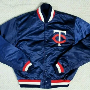 Mlb Minnesota Twins Blue Bomber Satin Jacket