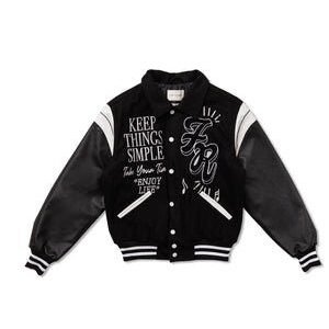 Mmxxii Black Wool And Leather Varsity Jacket
