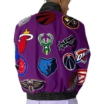 Nba Collage Wool And Leather Jacket