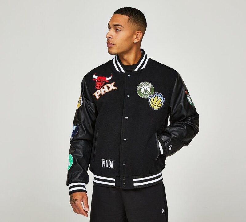Nba Multi Badge Black Varsity Jacket