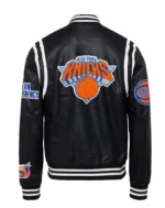 New York Knicks Vegan Black Leather Jacket
