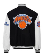 New York Knicks Wool And Leather Black White Varsity Jacket