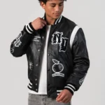 New York Limited Edition Black Leather Letterman Jacket