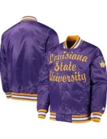 O-Line LSU Tigers Purple Satin Varsity Jacket