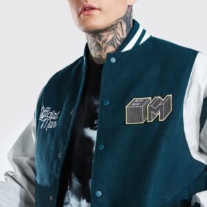 Official Man BM Wool And Leather Letterman Jacket