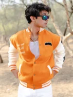 Orange Bones Varsity Jacket