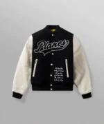 Paper Plane Black And White Varsity Jacket