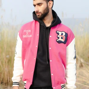 Pink B Tista X Tarefaan Varsity Jacket