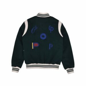 Pop Parra Pine Green Wool Varsity Jacket