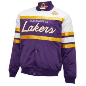 Hardwood Classics Script Lakers Satin Jacket