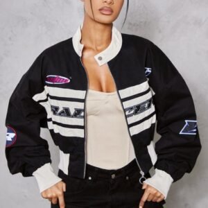 Racer Black And White Bomber Jacket