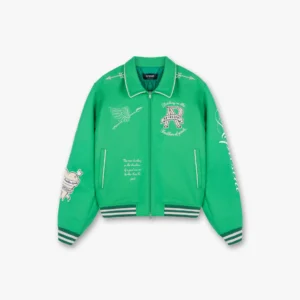 Represent Green Wool Varsity Jacket