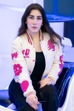 Signature Cream Wool Crop Top Varsity Jacket Signature Cream Wool Crop Top Varsity Jacket