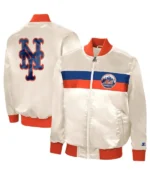 Starter NY Mets Bomber White Jacket