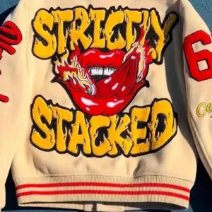 Strictly Stacked Playas Only Varsity Jacket