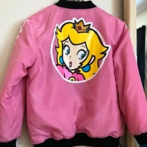Super Nintendo Team Peach Pink Bomber Jacket